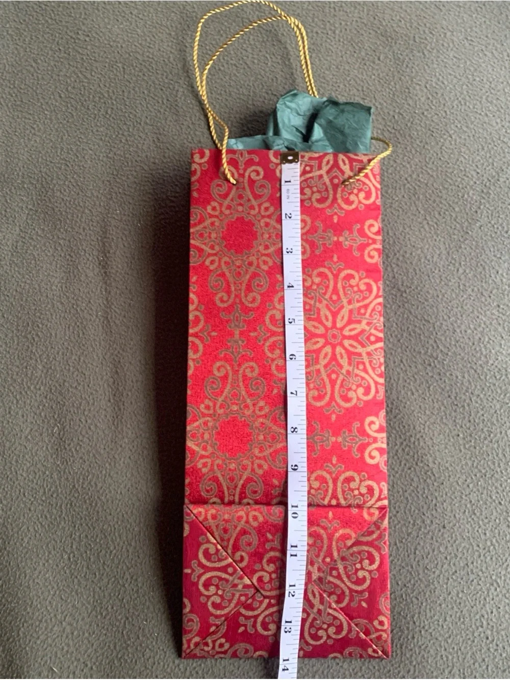 Decorative gift boxes and bag. 4 boxes, 1 bag. Red, gold, cream.